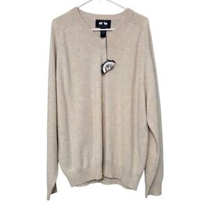 NWT Woods & Gray 100% Cashmere V-Neck Sweater Oatmeal Beige Men's XL READ